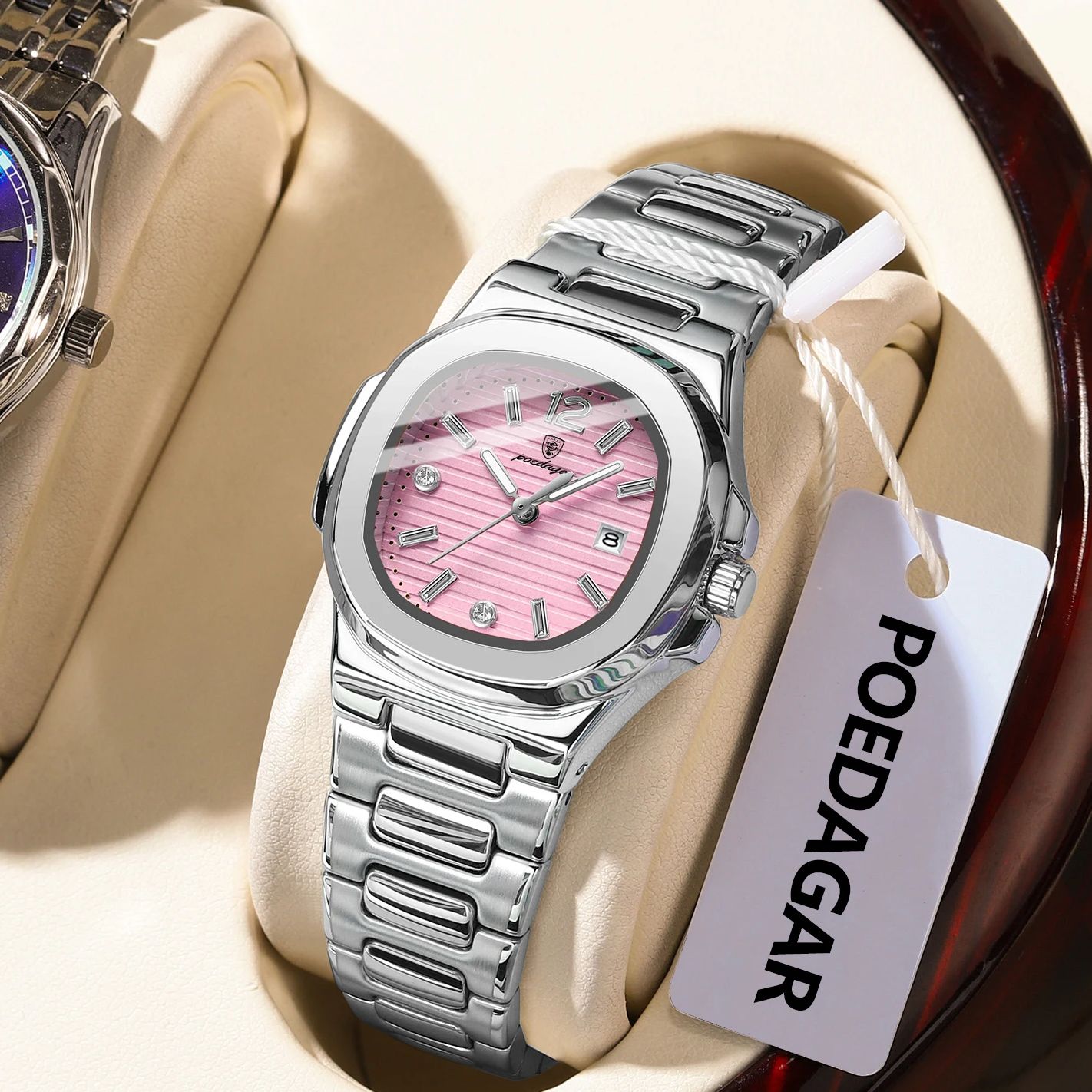 Waterproof Diving Watch - 포에다가 스퀘어 패션 여성 손목시계 야광