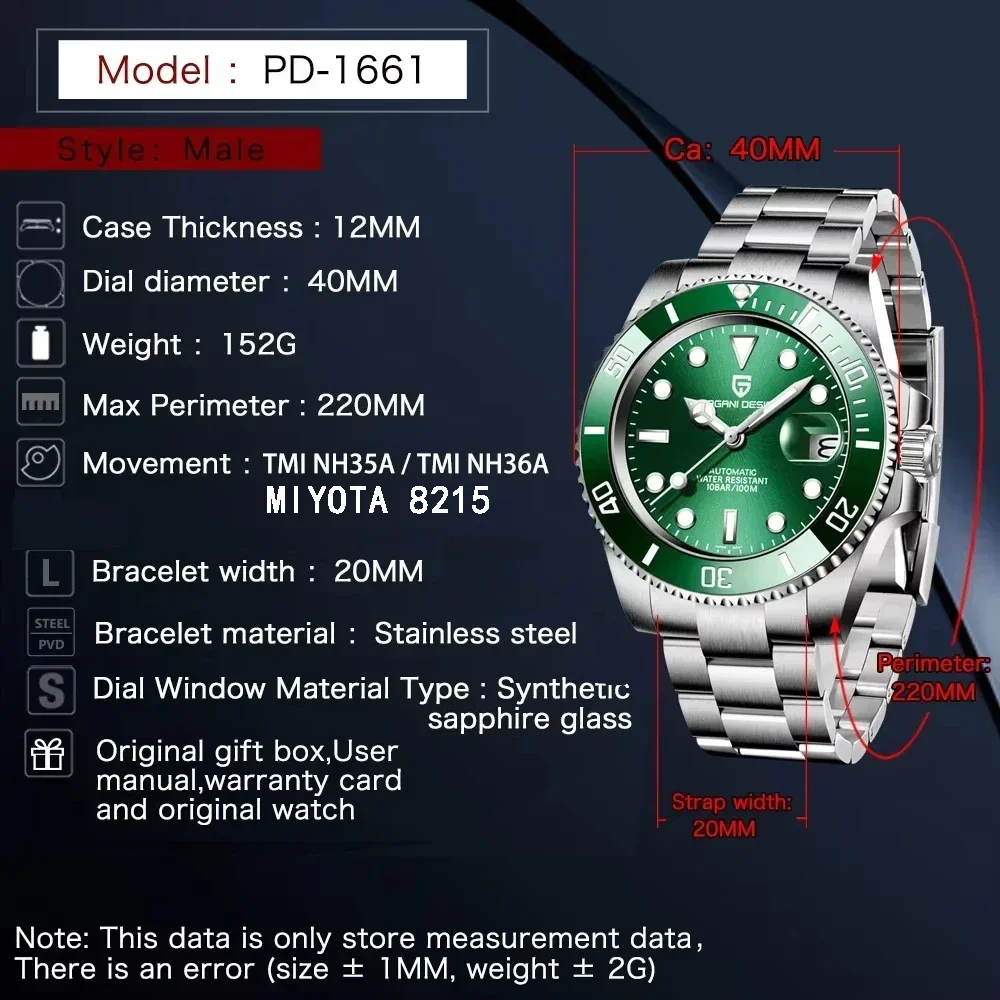 파가니 디자인 2026 신형 고급 사파이어 오토매틱 기 - Rolex Watch Submariner 리뷰 및 가격